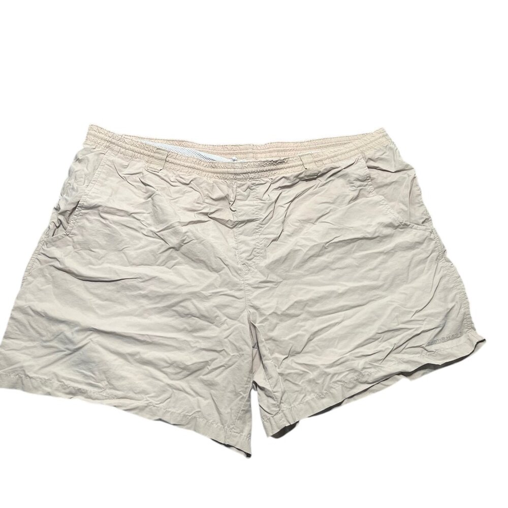 Columbia Hiking Shorts Men's Size XL Beige Elastic Waist Slash Pockets Outdoor